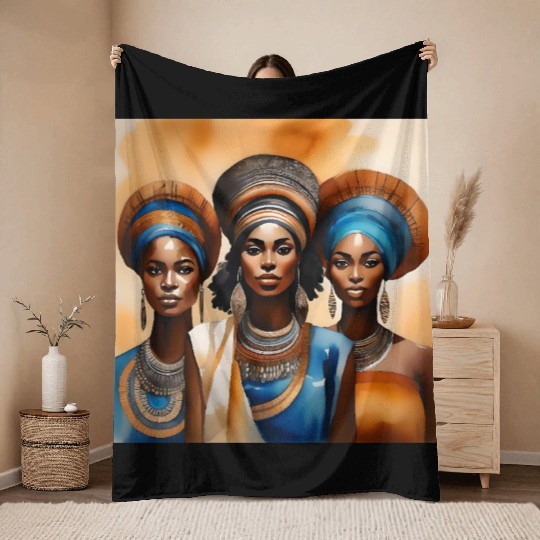African Woman Portrait C Throw Blankets
