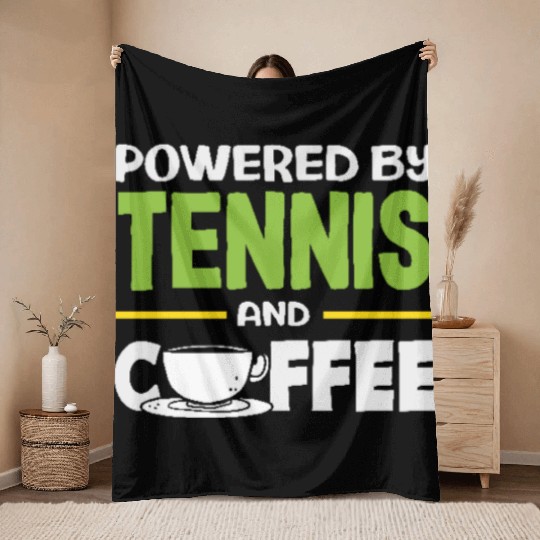 Powered By Tennis And Coffee Vibes Throw Blankets
