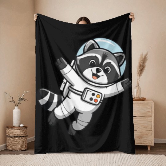 Astro Racoon for Kids Astronaut Throw Blankets