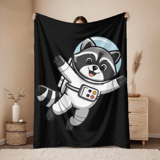 Astro Racoon for Kids Astronaut Throw Blankets