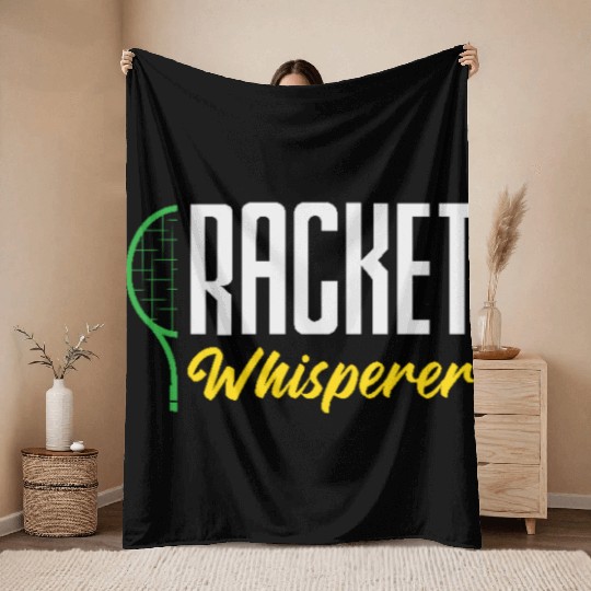 Tennis Racket Whisperer Enthusiast Vibes Throw Blankets