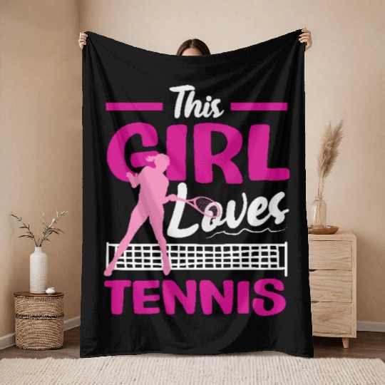This Girl Loves Tennis Passion Throw Blankets