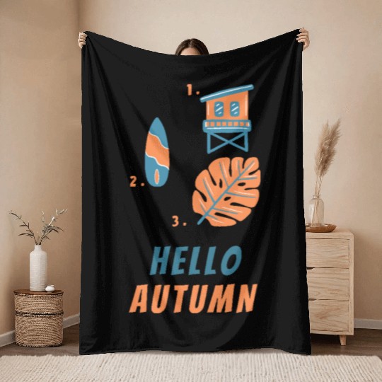 Hello Autumn Travel Throw Blankets