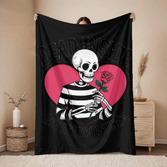 Dead Inside But It's Valentine's | Funny Men's Throw Blankets