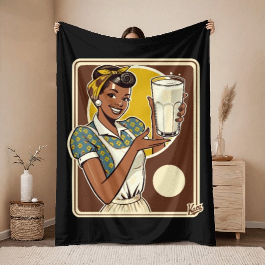 Retro Milk Lady – Vintage Style Throw Blankets