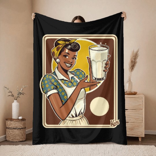 Retro Milk Lady – Vintage Style Throw Blankets