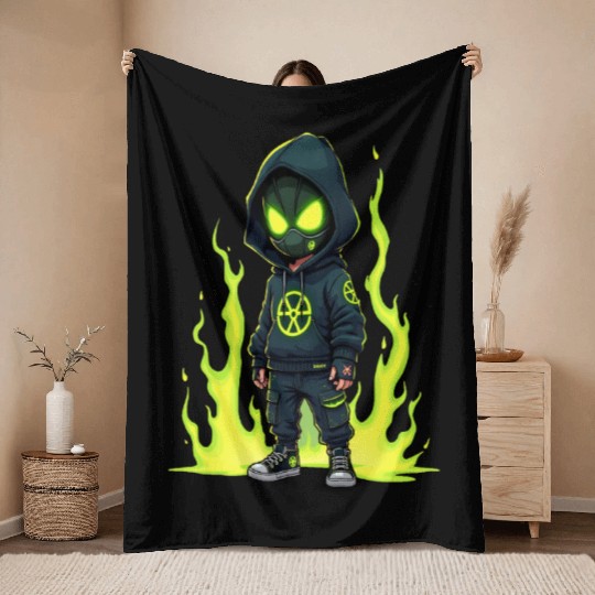 Toxic Menace - Radioactive Streetwear Warrior Throw Blankets