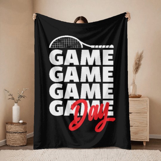 Tennis Game Day Enthusiasm Throw Blankets