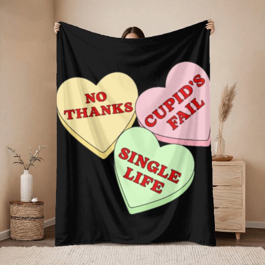 Valentines Candy Hearts Throw Blankets
