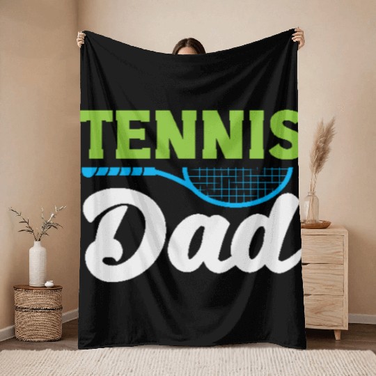 Tennis Dad Proud Supporter Design Throw Blankets