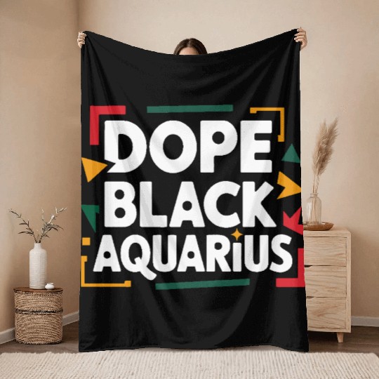 Dope Black Aquarius Throw Blankets