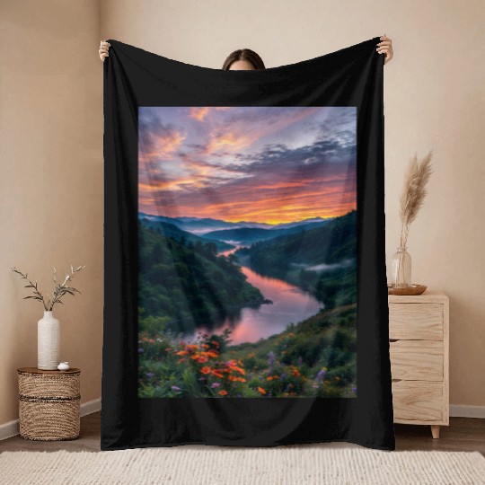 Twilight Riverbend Throw Blankets
