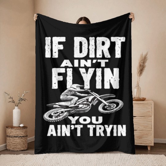 Motocross Outfit - Action -packed Dirt Bike Throw Blankets