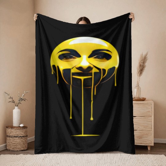 Melting Gold Face Throw Blankets