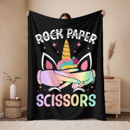 Funny Lesbian Pride LGBTQ Rock Paper Scissors Throw Blankets