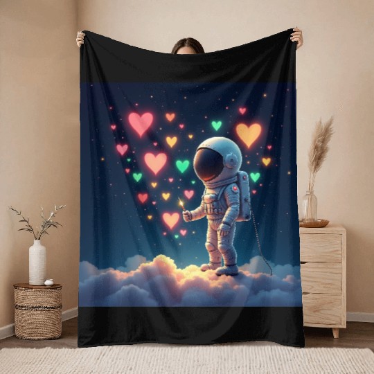 Astronauts are full of love Throw Blankets