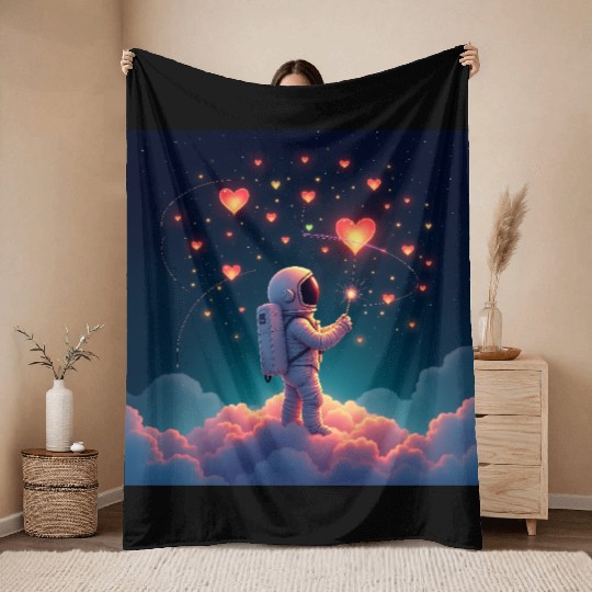 Astronauts are full of love Throw Blankets