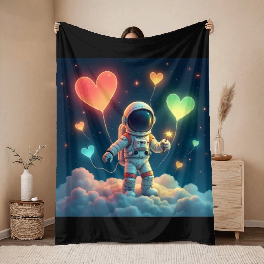 Astronauts are full of love Throw Blankets