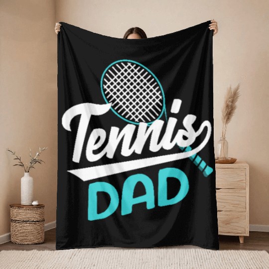 Tennis Dad Proud Enthusiast Graphic Throw Blankets