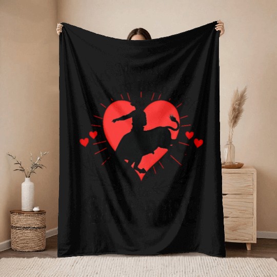 My Heart Belongs To A Bull Rider Romantic Throw Blankets