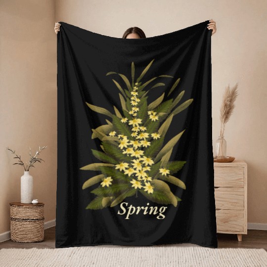 Spring Flower Throw Blankets