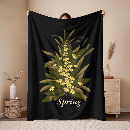 Spring Flower Throw Blankets