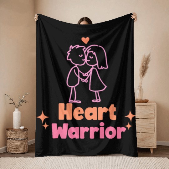 Heart warrior, valentine Throw Blankets