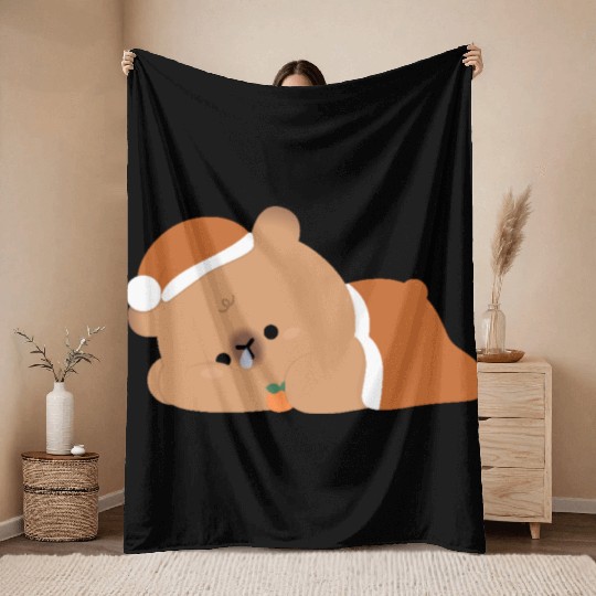 Tired Capybara Throw Blankets