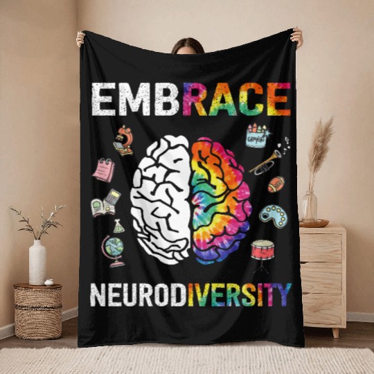 Embrace Neurodiversity Autism Awareness Throw Blankets