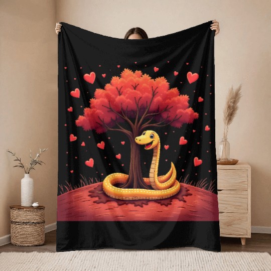 I love my snake heart tree Throw Blankets