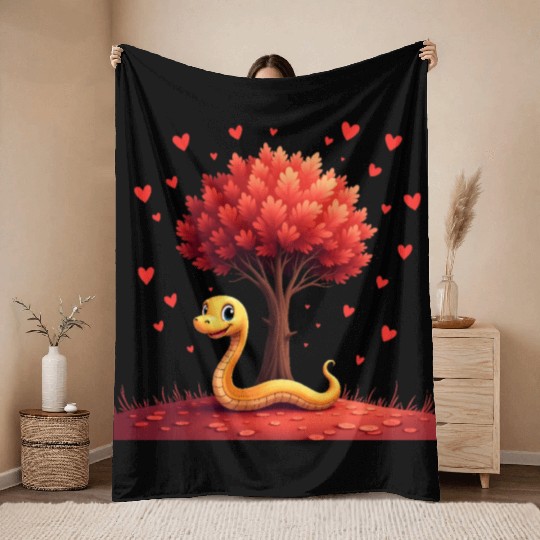 I love my snake heart tree Throw Blankets