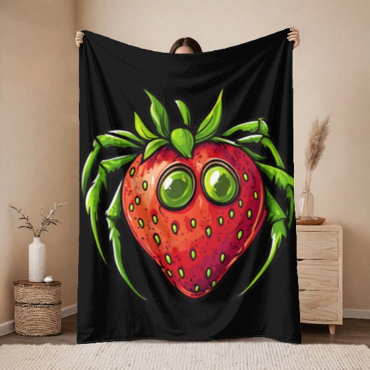 Strawberry Spider Strawberry Spider Throw Blankets
