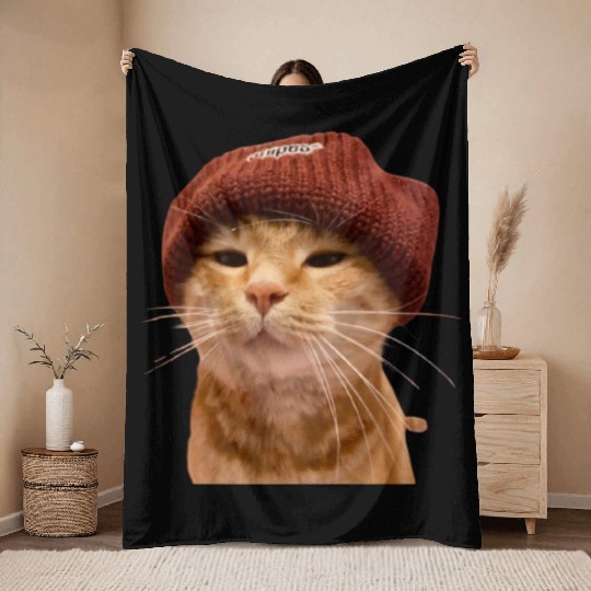 Proud cat Throw Blankets