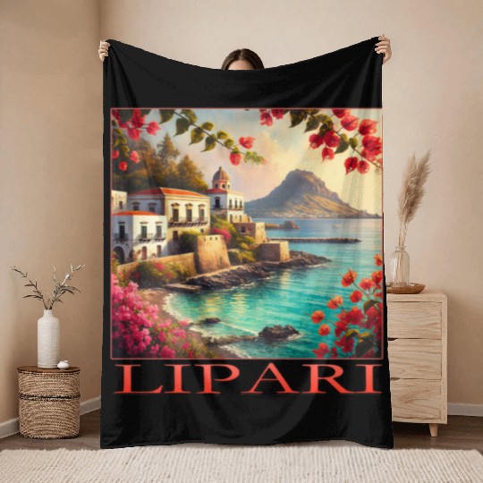 Lipari Volcano Mediterranean Terracotta Vacation Throw Blankets
