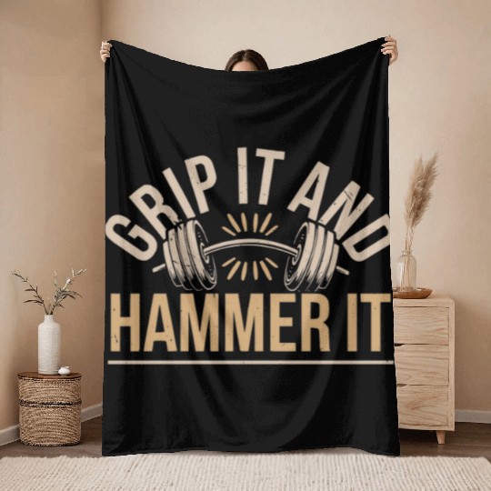 Hammer Curls Bodybuilding Fitness Workout Gym Throw Blankets
