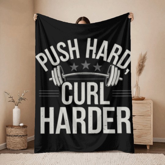 Hammer Curls Bodybuilding Fitness Workout Gym Throw Blankets