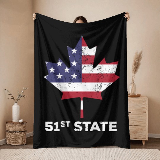 Canada 51st State United States Funny Trump Quote Throw Blankets