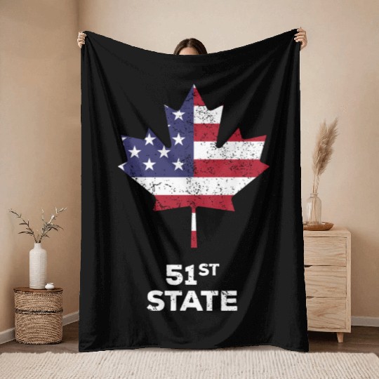 Canada 51st State United States Funny Trump Quote Throw Blankets