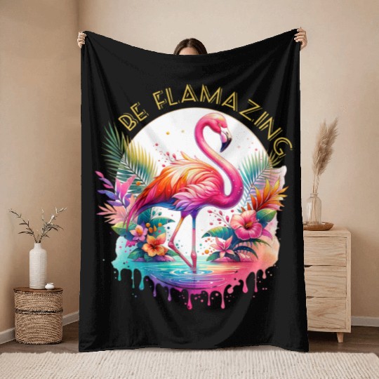 Be Flamazing Kölle Alaaf Flamingo Vibes Throw Blankets