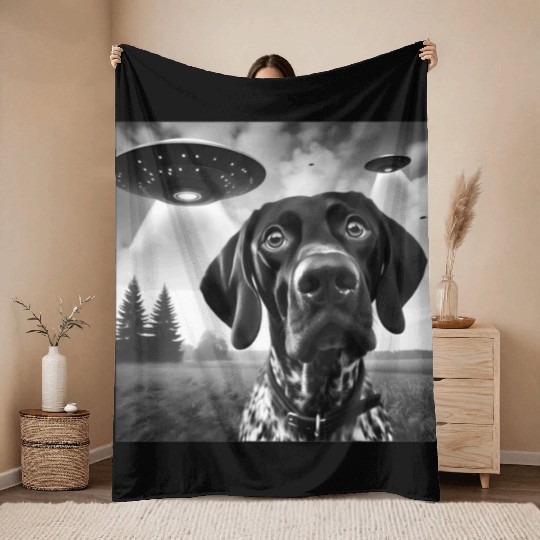 German Shorthaired Pointer Funny Sci-fi Graphic Se Throw Blankets