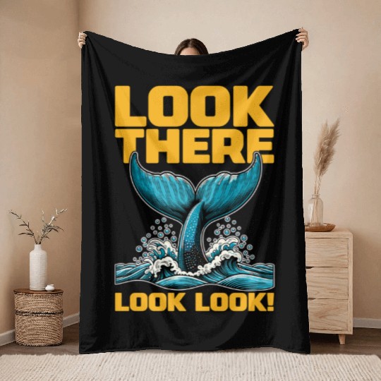 Whale Watching Look There Look Look Sea Creatures Throw Blankets