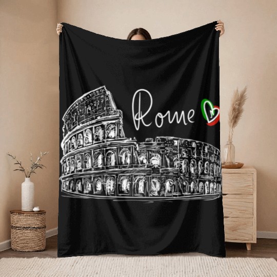 Colosseum Italy Rome sightseeing Trevi Fountain Throw Blankets