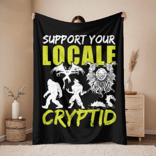 UFO Fantasy Cryptid Support Your Locale Cryptid Throw Blankets