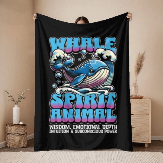 Whale Spirit Animal Wisdom Sailing Whale Watching Throw Blankets