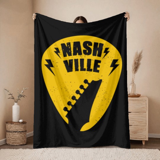 Nashville Music City Guitar Pick Throw Blankets