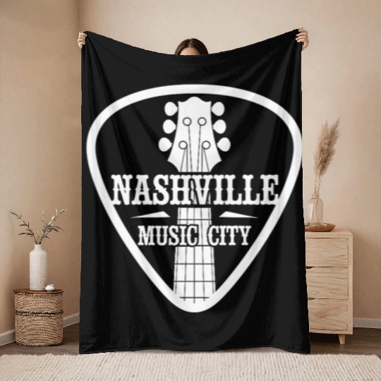 Nashville Music City Guitar Pick Throw Blankets