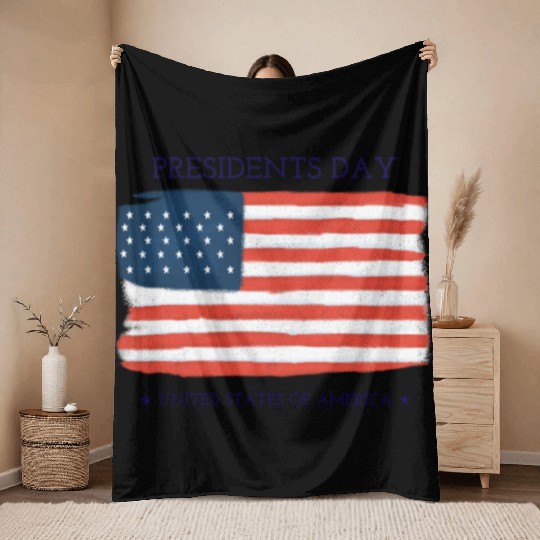 US flag.Presidents Day Throw Blankets