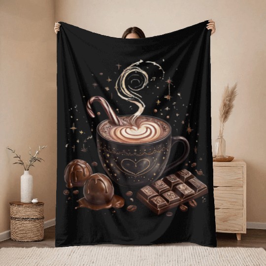 Cozy Hot Chocolate with Sweet Treats Throw Blankets