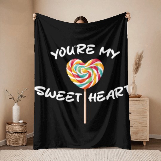 Sweetheart Rainbow Lollipop Valentine's Day Lolli Throw Blankets