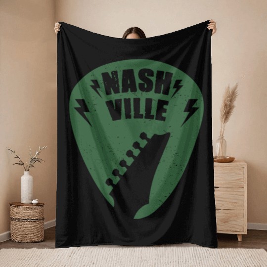 Nashville Music City Guitar Pick Throw Blankets